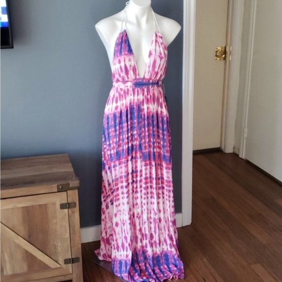 Forever 21 Tie-dye Plunging Halter Neck Maxi Dress - Picture 1 of 7